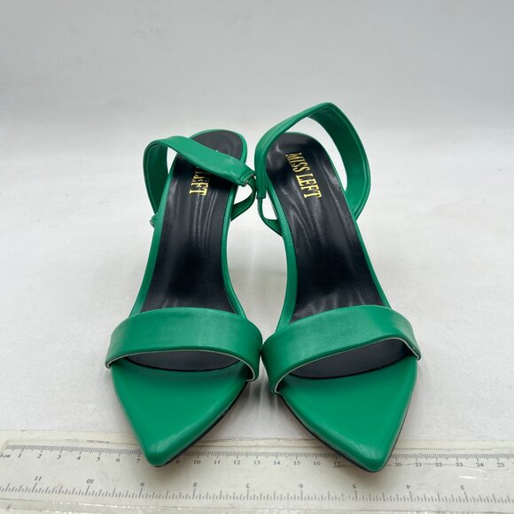 miss left Green Edgy Stiletto High Heels Open Toe Sandals Slingback Shoes - Picture 3 of 8